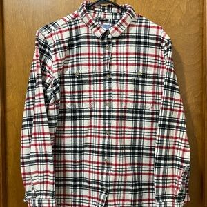 LL Bean Traditional Chamois Shirt, Womens XL, Red and Black Print